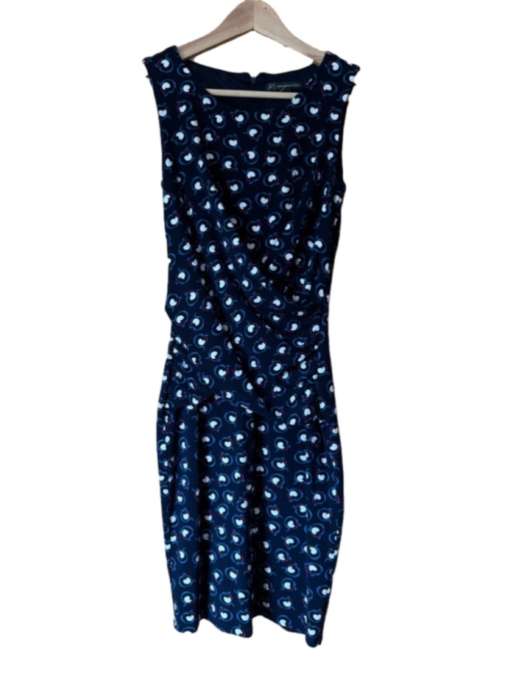 Adrianna Papell Navy Blue Printed Sheath Dress